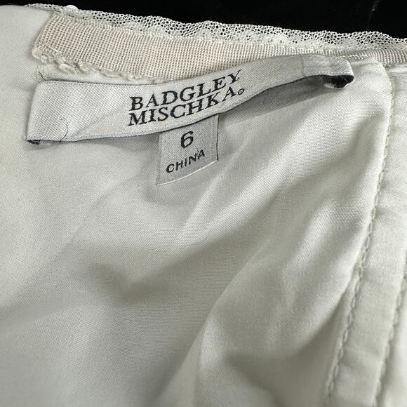 Badgley Mischka Black Velvet Rose Bodice Cocktail Dress SIZE 6 Designer $500 - Picture 13 of 13